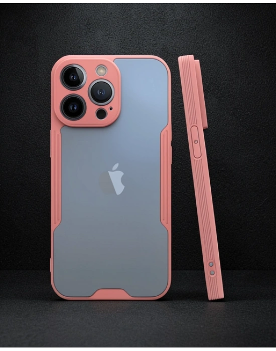 Apple İphone 14 Pro Max Kılıf Platin Silikon - Pembe
