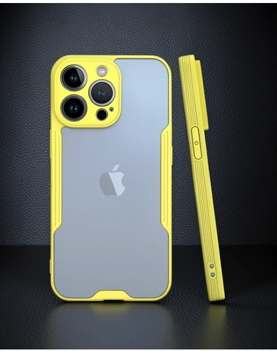 Apple İphone 14 Pro Max Kılıf Platin Silikon - Sarı