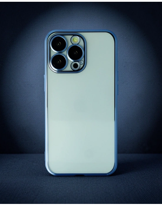 Apple İphone 14 Pro Max Kılıf Razer Lensli Silikon - Açık Mavi