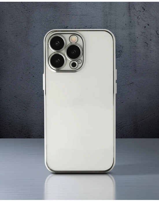 Apple İphone 14 Pro Max Kılıf Razer Lensli Silikon - Gümüş