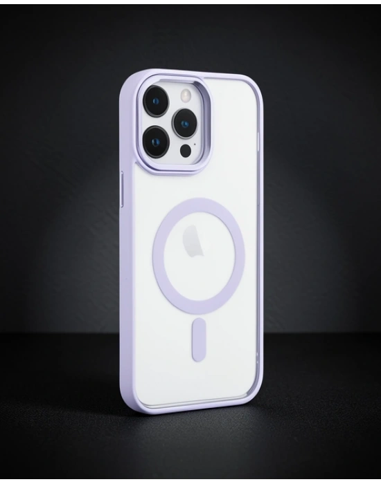 Apple İphone 14 Pro Max Kılıf Room Magneticsafe Silikon - Lila