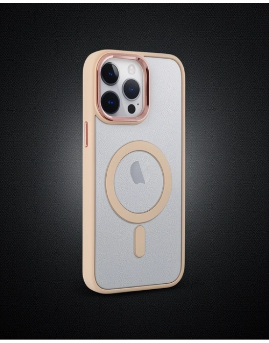 Apple İphone 14 Pro Max Kılıf Room Magneticsafe Silikon - Pudra