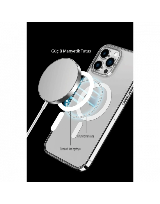 Apple iPhone 14 Pro Max Kılıf Tron Şeffaf Magsafe Kapak - Mavi