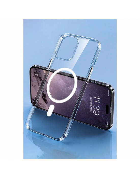 Apple iPhone 14 Pro Max Kılıf Tron Şeffaf Magsafe Kapak - Şeffaf