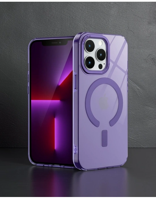 Apple İphone 14 Pro Max Kılıf Troy Magsafe Kapak - Mor