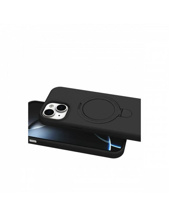 Apple iPhone 15 Plus Regal Magsafe Standlı Kapak - Siyah