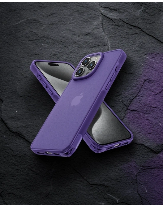 Apple İphone 15 Pro Kılıf Elegant Kapak - Derin Mor