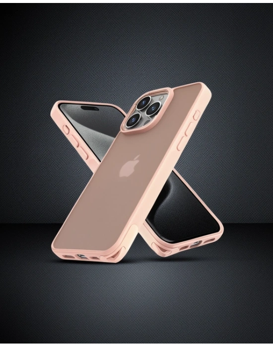 Apple İphone 15 Pro Kılıf Elegant Kapak - Pudra