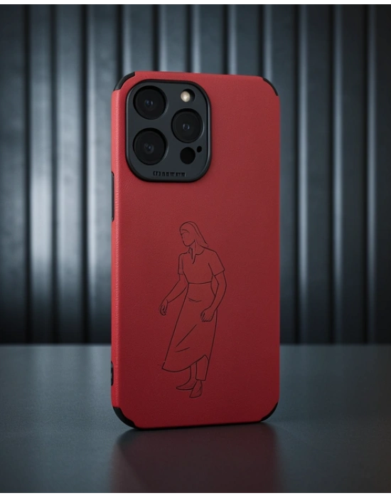 Apple İphone 15 Pro Kılıf Loop Deri Silikon - Kırmızı
