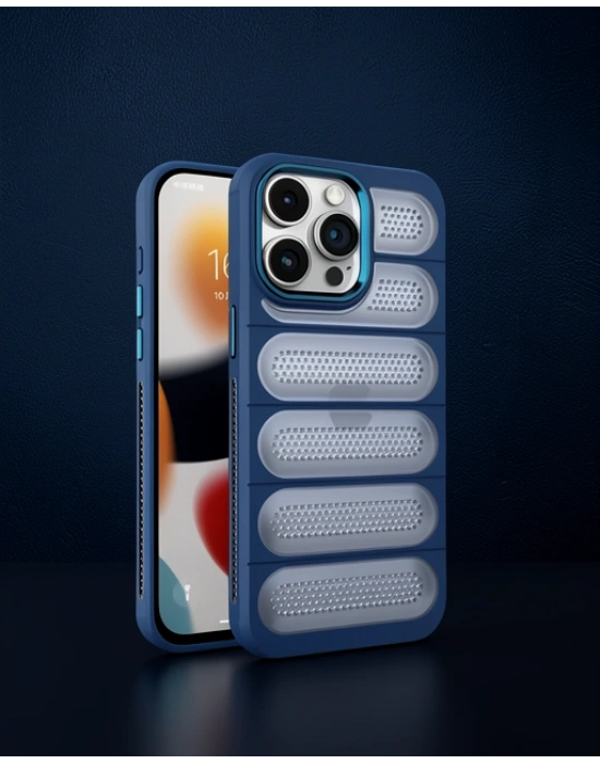 Apple İphone 15 Pro Max Kılıf Airmax Silikon Kapak - Lacivert