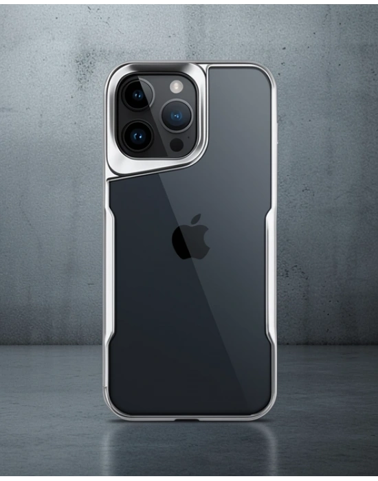Apple İphone 15 Pro Max Kılıf Boyi Silikon Kapak - Gümüş
