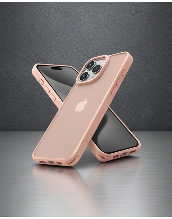 Apple İphone 15 Pro Max Kılıf Elegant Kapak - Pudra