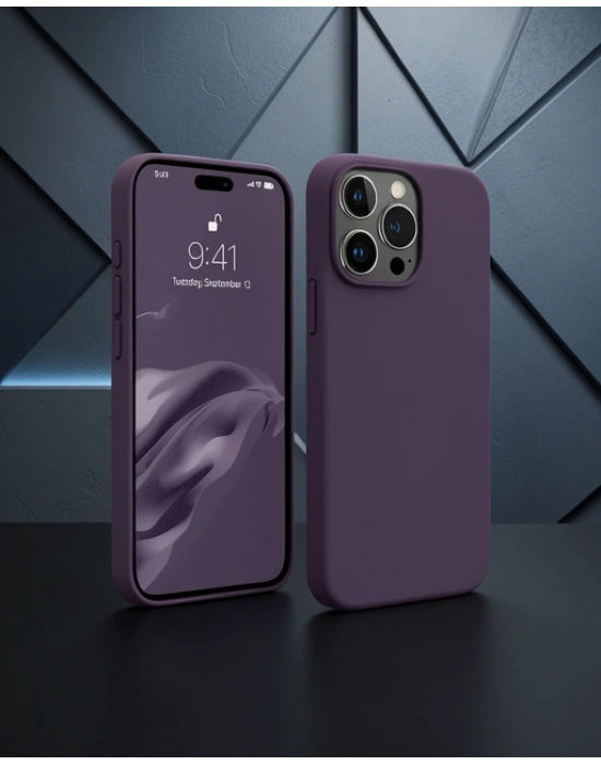 Apple İphone 15 Pro Max Kılıf First Silikon - Mürdüm