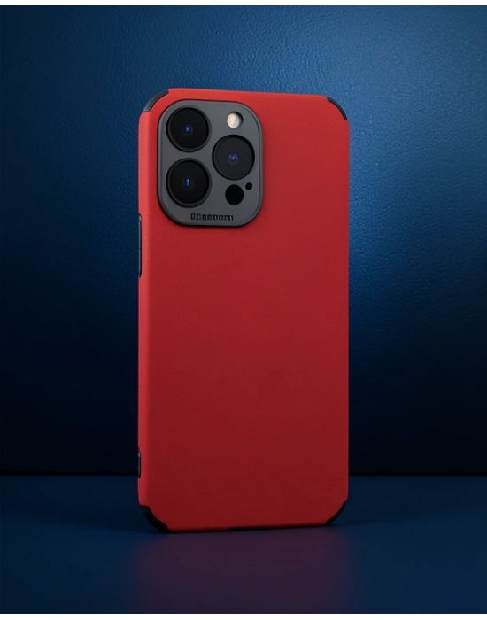 Apple İphone 15 Pro Max Kılıf Loop Deri Silikon - Kırmızı
