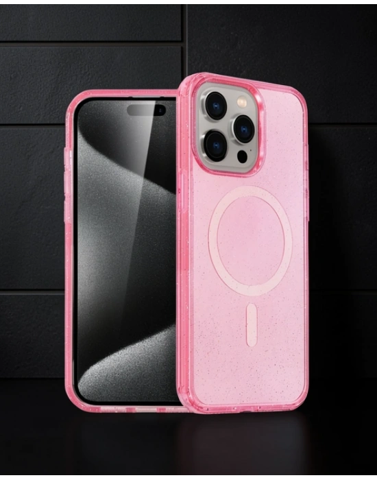 Apple İphone 15 Pro Max Kılıf Magsafe Kapak - Pembe