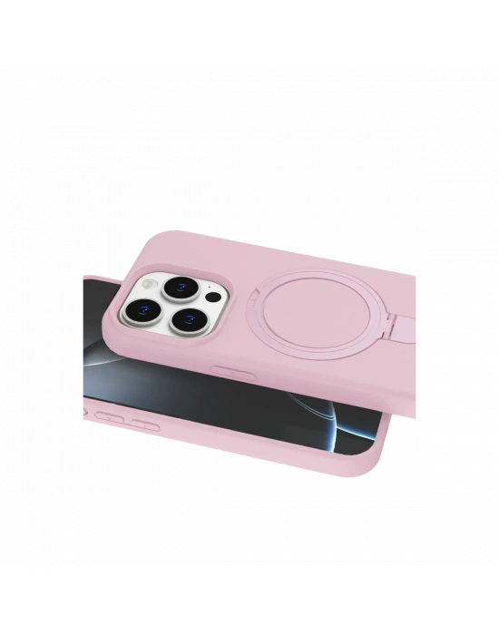 Apple iPhone 15 Pro Max Regal Magsafe Standlı Kapak - Açık Pembe