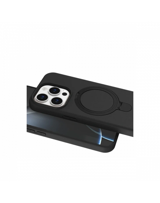 Apple iPhone 15 Pro Max Regal Magsafe Standlı Kapak - Siyah