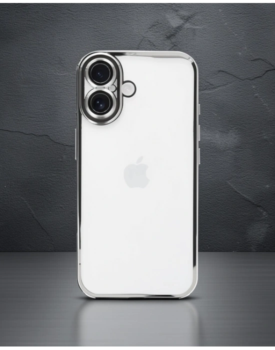 Apple İphone 16 Kılıf Razer Lensli Silikon - Gümüş