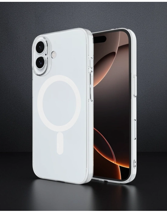 Apple İphone 16 Plus Kılıf Magneticsafe Şeffaf Silikon - Şeffaf