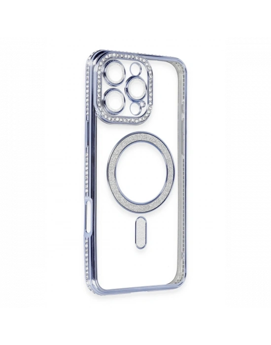 Apple iPhone 16 Pro Kılıf Joke Simli Magneticsafe Kılıf - Mavi
