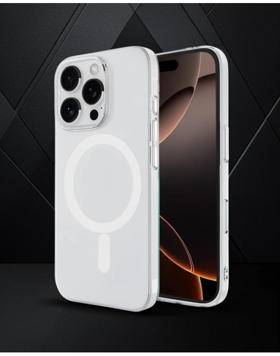 Apple İphone 16 Pro Kılıf Magneticsafe Şeffaf Silikon - Şeffaf