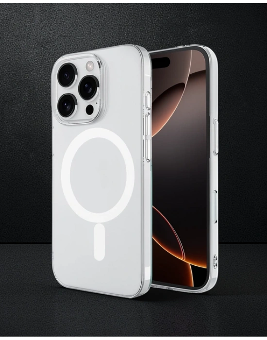 Apple İphone 16 Pro Max Kılıf Magneticsafe Şeffaf Silikon - Şeffaf