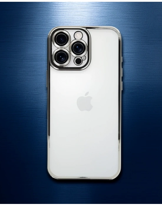 Apple İphone 16 Pro Max Kılıf Razer Lensli Silikon - Gümüş