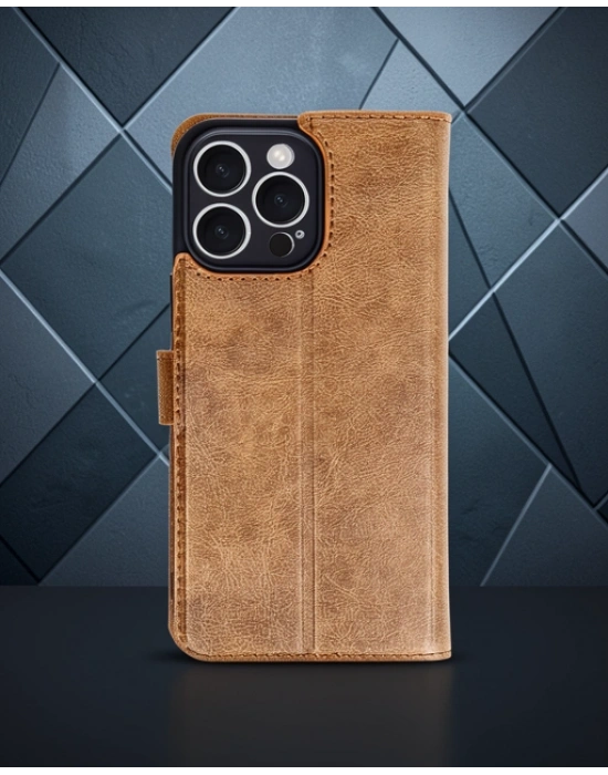 Apple İphone 16 Pro Max Kılıf Trend S Plus Kapaklı Kılıf - Taba