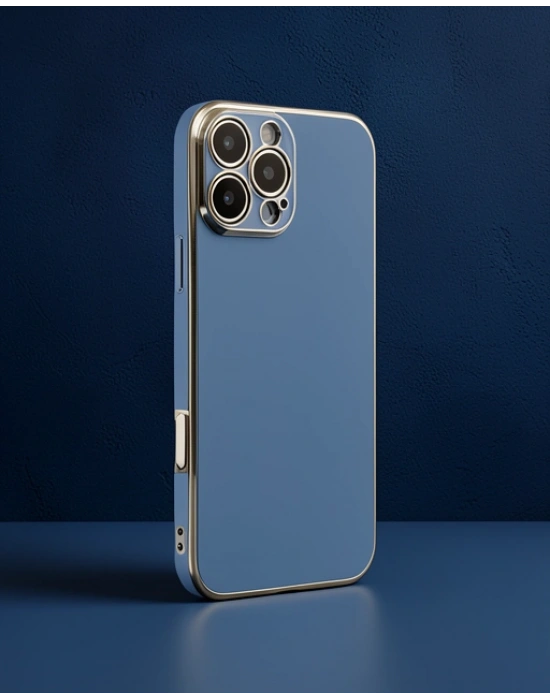 Apple İphone 16 Pro Max Kılıf Volet Silikon - Mavi