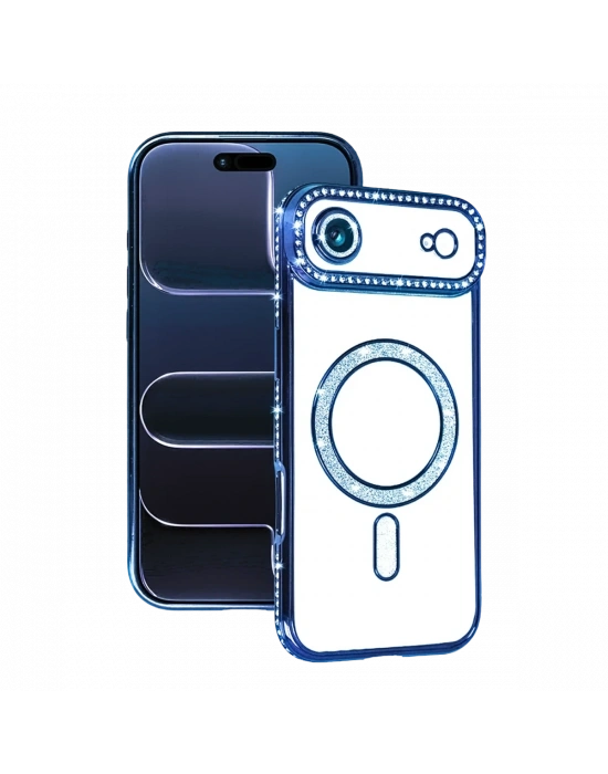 Apple iPhone 17 Air Joke Simli Magneticsafe Kılıf - Mavi