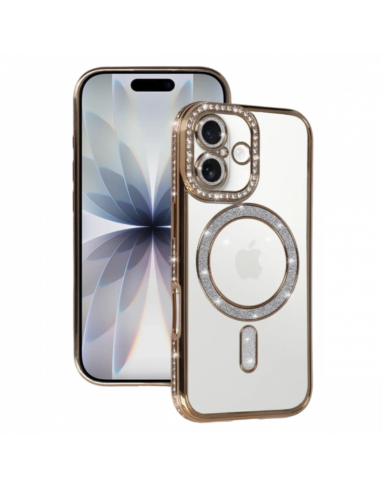 Apple iPhone 17 Joke Simli Magneticsafe Kılıf - Gold