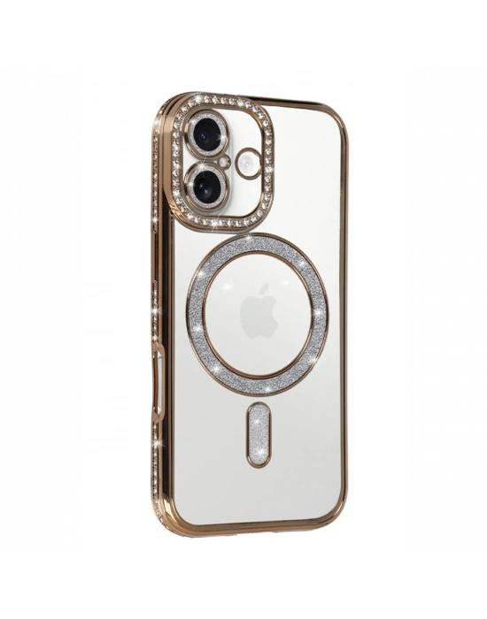 Apple iPhone 17 Joke Simli Magneticsafe Kılıf - Gold