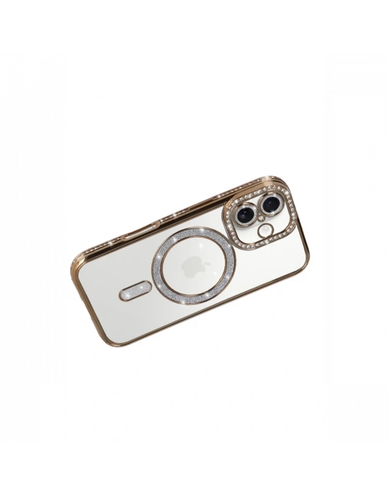 Apple iPhone 17 Joke Simli Magneticsafe Kılıf - Gold