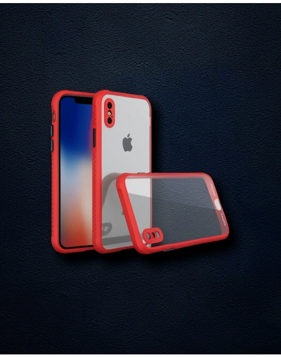 Apple İphone Xs Max Kılıf Miami Şeffaf Silikon - Kırmızı