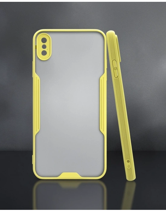 Apple İphone Xs Max Kılıf Platin Silikon - Sarı