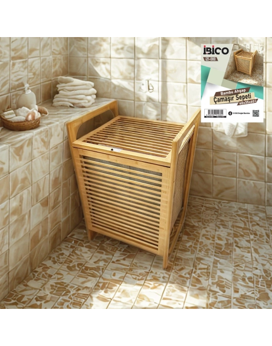 Bambu Kirli Çamaşır Sepeti 40x35x60 cm