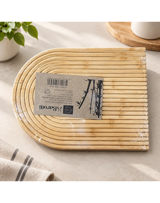 Bambu Oval Çizgili Sunumluk
