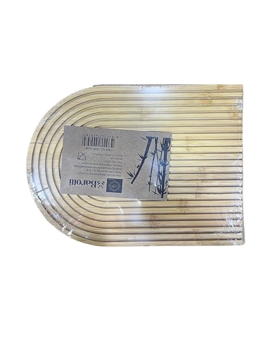 Bambu Oval Çizgili Sunumluk