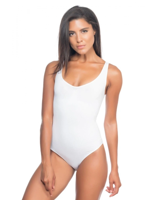 Beyaz Kalın Askılı Body Korse