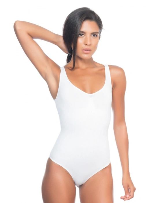 Beyaz Kalın Askılı Body Korse