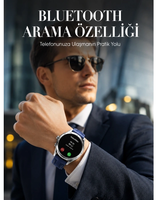 Bluetooth Arama Destekli Uzun Pil Ömürlü Akıllı Saat 3 Kordonlu