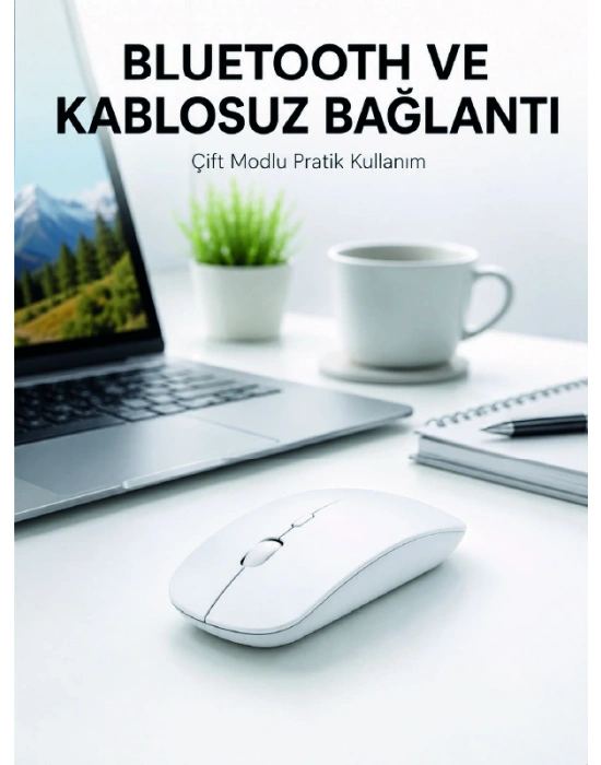 Bluetooth Kablosuz Wireless Mouse Şarjlı Sessiz Ergonomik 5000 DPI Fare