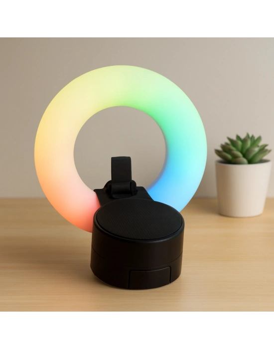 Bluetooth Mini Hoparlör USB Şarjlı LED Işıklı Telefon Tutucu