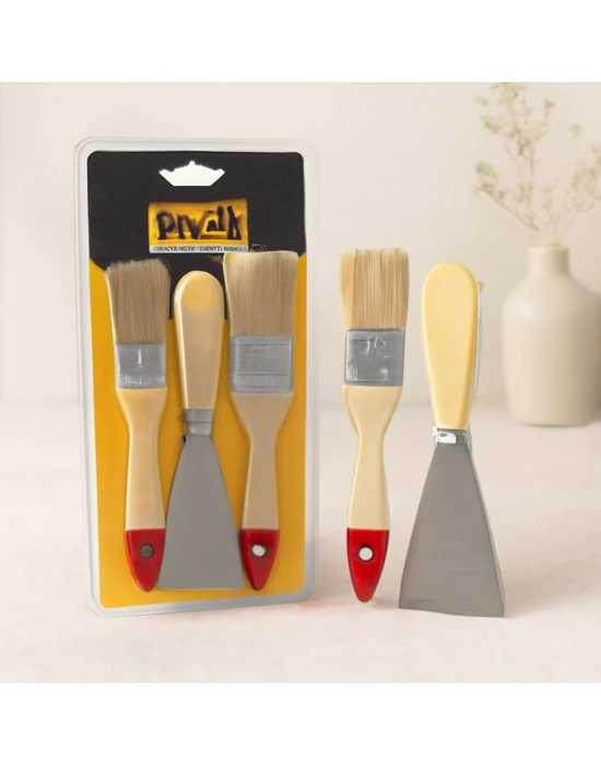 Boyacı Seti 3 Parça (50 mm Spatula + 2 Kestirme Fırça)