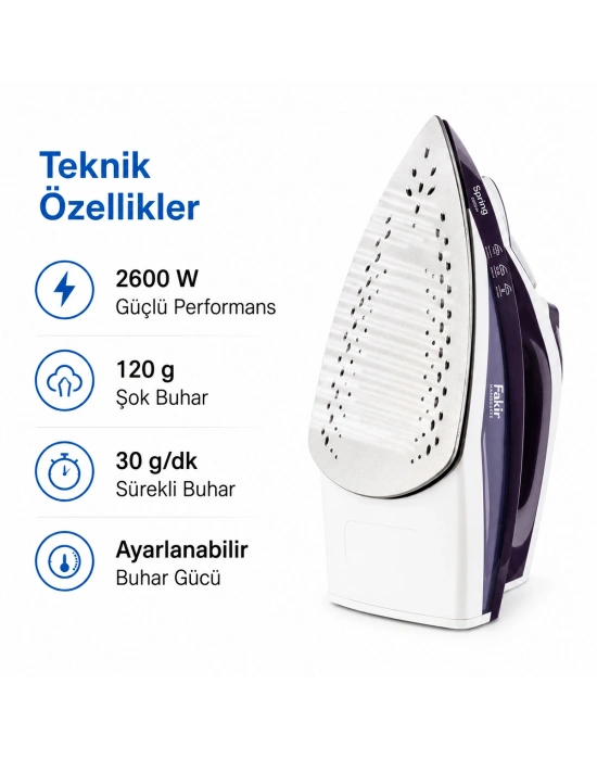 Buharlı Ütü 2600W Seramik Taban (Mor)