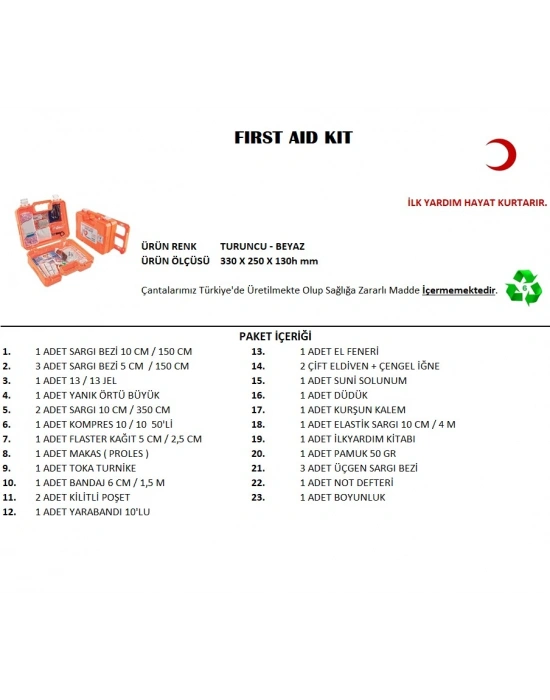 Büyük Boy İlk Yardım Seti First Aid Kit