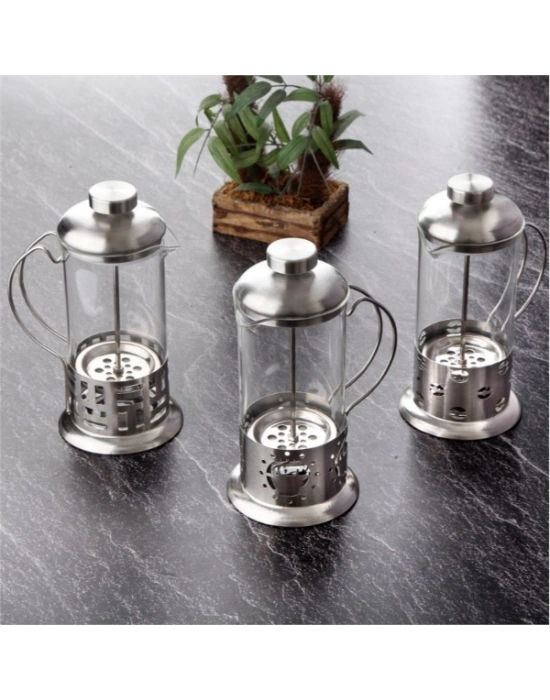 Çelik Kulplu Cam French Press - 350 ml