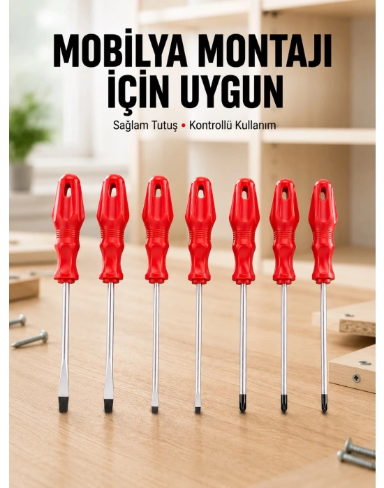 Çeşitli Vidalama İşleri İçin 7li Tornavida Takımı