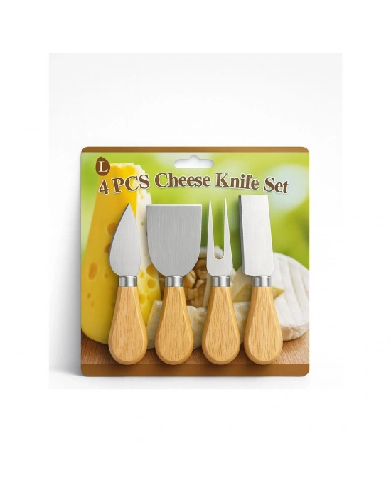 Cheese Knife Set 4PCS Peynir Bıçak Seti Ahşap Bambu Saplı
