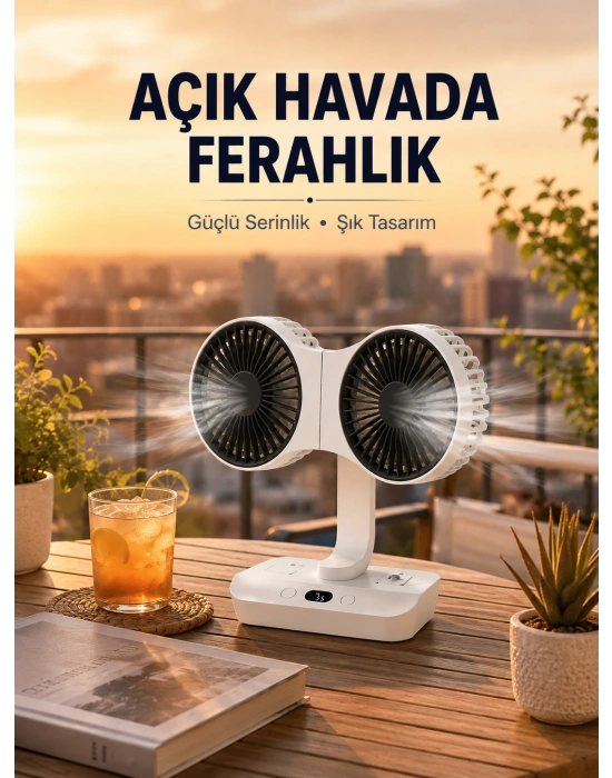 Çift Başlıklı Masa ve Duvara Monte Edilebilir Vantilatör